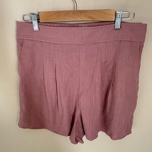 Express shorts high waisted linen shorts pink pull on size L NWT